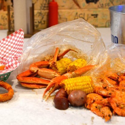 Fresh crab legs at a seafood boil in Tempe